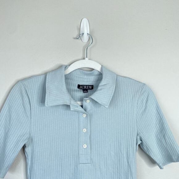 J. CREW Premium Rib Short-Sleeve Polo Shirt Light Blue Size XS 2025 Preppy - Picture 3 of 7